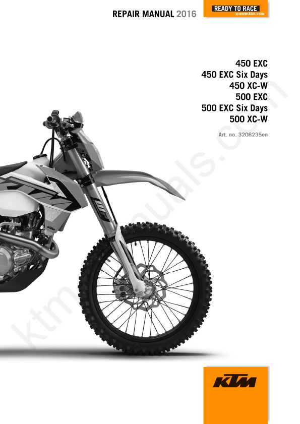 2016 KTM 450 EXC XCF-W Six Days Service Repair Manual